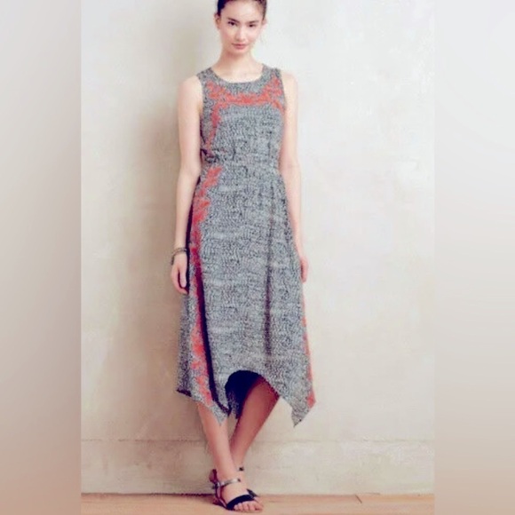 Anthropologie Vanessa Virginia Isolde Embroidered Dress Sleeveless Black Size L - Picture 11 of 12